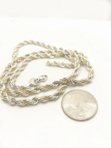 Tiffany & Co. 18KYG & SS Twist Rope Chain Necklace 24